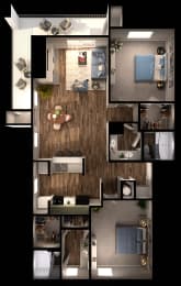 2 beds, 2 baths, 1,122 sqft, $1,287