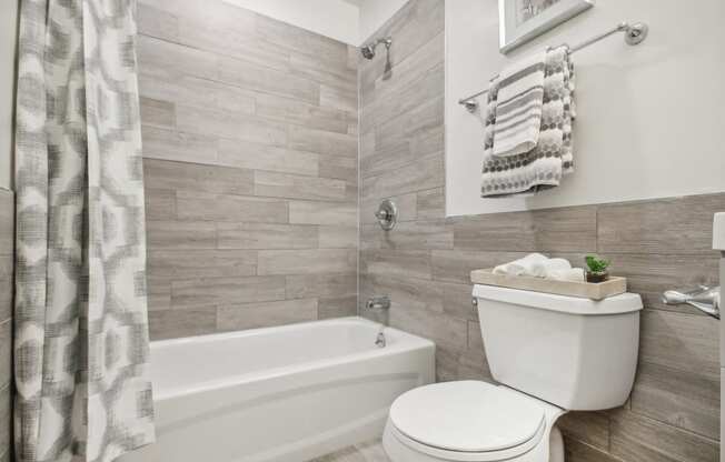 a bathroom with a toilet and a bath tub