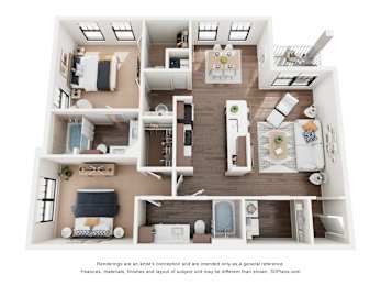 2 beds, 2 baths, 1,203 sqft, $1,839