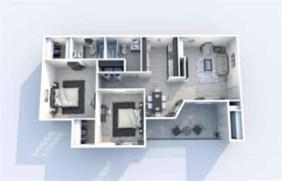 2 beds, 2 baths, 867 sqft, $1,397