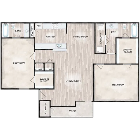 2 beds, 1.5 baths, 1,044 sqft, $985