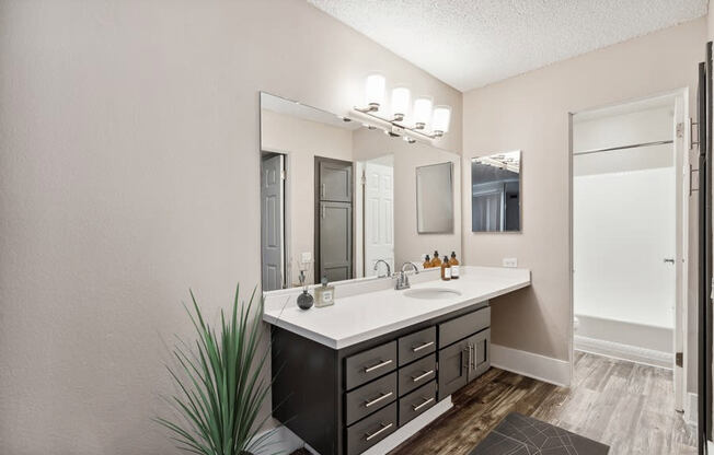 Model bathroom with separate toilet and tub