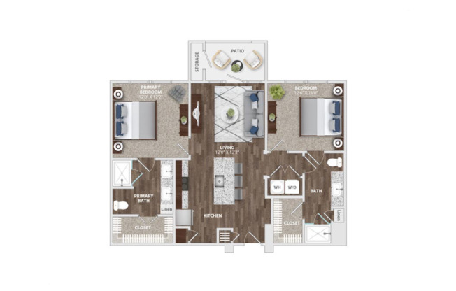 2 beds, 2 baths, 995 sqft, $2,015