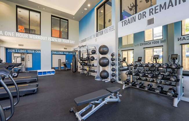A gym with a sign that says