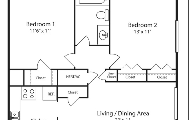 2 beds, 1 bath, $895, Unit 278805