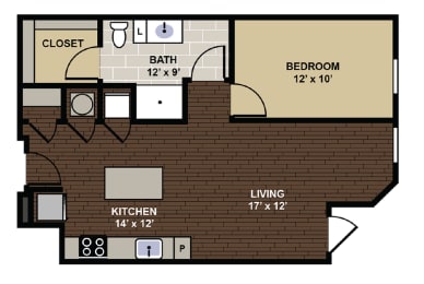 Studio, 1 bath, 674 sqft, $1,585