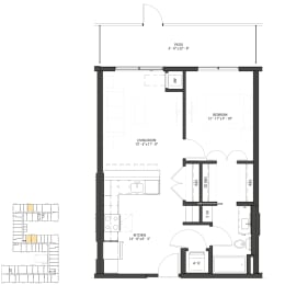1 bed, 1 bath, 641 sqft, $1,439