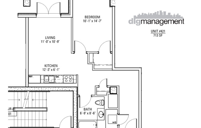 1 bed, 1 bath, 673 sqft, $2,850, Unit 3833-421