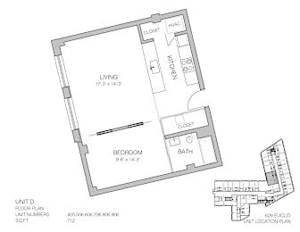 1 bed, 1 bath, 712 sqft, $1,120