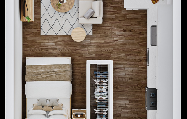 Studio, 1 bath, 608 sqft, $1,545, Unit 222