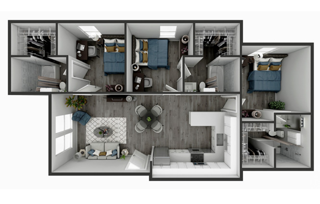 3 beds, 3 baths, 849 sqft, $1,785, Unit 123