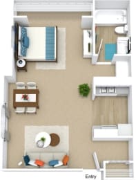 Studio, 1 bath, 640 sqft, $794