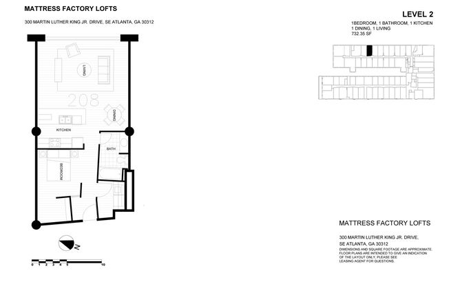 1 bed, 1 bath, 732 sqft, $1,595, Unit 208