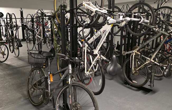 Bike storage room at Valo Apartments in the Southwest Waterfront neighborhood of Washington, DC 20024