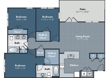 3 beds, 2 baths, 1,344 sqft, $2,111