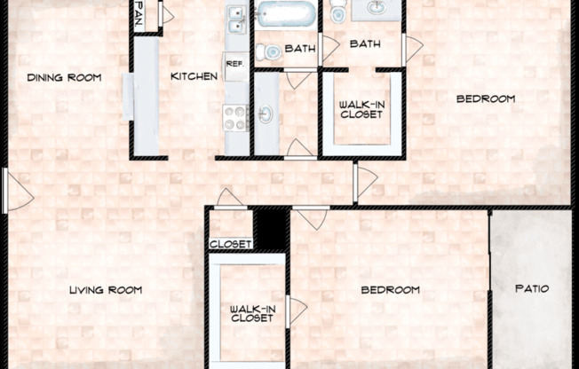 2 beds, 1.5 baths, 946 sqft, $1,378