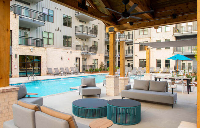 Pool And Cabana at One Riverside Apartments, Chattanooga