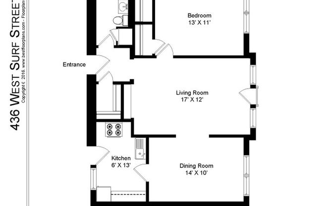 1 bed, 1 bath, 834 sqft, $1,950, Unit 436-1H