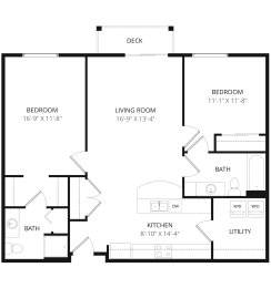 2 beds, 2 baths, 1,083 sqft, $1,350