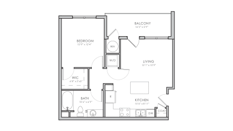 1 bed, 1 bath, 636 sqft, $1,640