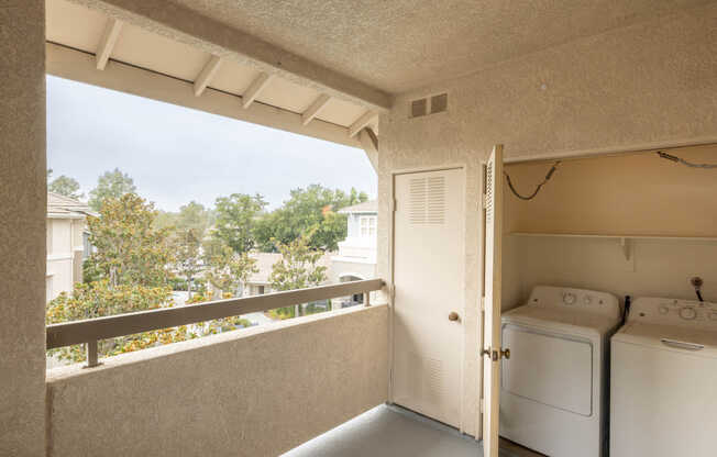 Balcony with In-home Washer and Dryer