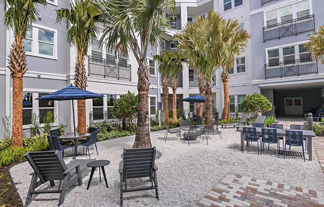 Garden Courtyard and BBQ Grill Area at The Foundry Luxury Apartments in Tampa FL