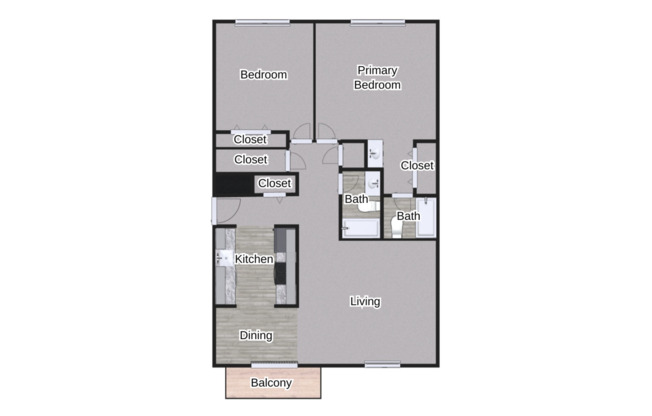 2 beds, 2 baths, 1,069 sqft, $1,212