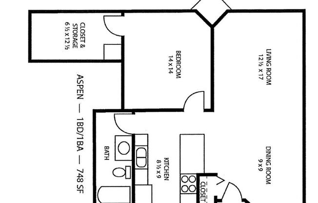 1 bed, 1 bath, 535 sqft, $1,225, Unit 1441-103
