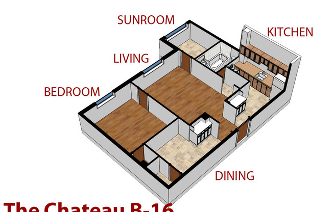 1 bed, 1 bath, 605 sqft, $1,195, Unit B-16