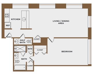 1 bed, 1.5 baths, 910 sqft, $2,943