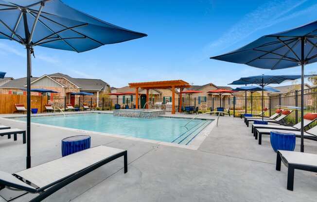 Outdoor Swimming Pool with Large Sundeck and Wi-Fi  at Avilla Heritage, Grand Prairie, 75052