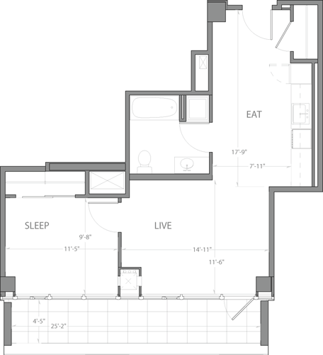 1 bed, 1 bath, 610 sqft, $4,155