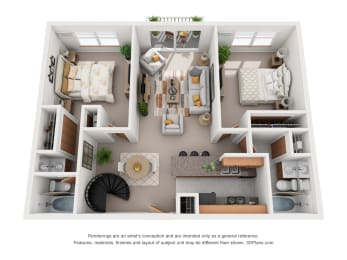 2 beds, 2 baths, 1,360 sqft, $1,823
