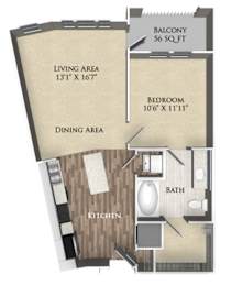 1 bed, 1 bath, 670 sqft, $1,552