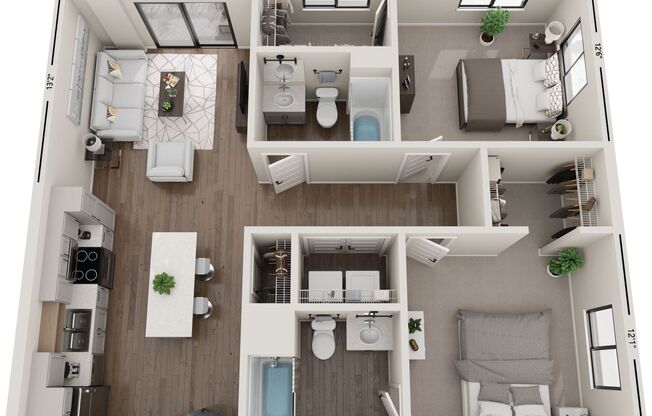 2 beds, 2 baths, 1,000 sqft, $1,600, Unit 201