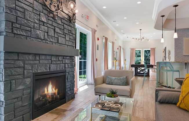 Clubhouse With Fireplace at Poplar Glen Apartments, Columbia, 21044.