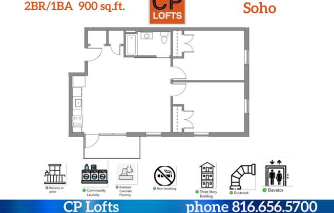 2 beds, 1 bath, 900 sqft, $1,300, Unit 5-319