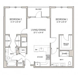 2 beds, 2 baths, 1,108 sqft, $3,370