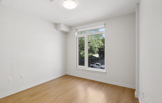 Unfurnished Bedroom with wooden floor at Park77 Apartments, Cambridge, Massachusetts, 02138