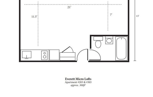 Studio, 1 bath, 300 sqft, $1,050, Unit 203