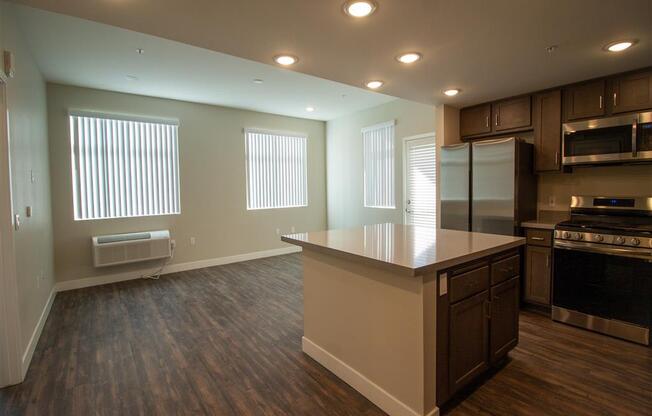 open space kitchen at Loma Villas Apartments, California