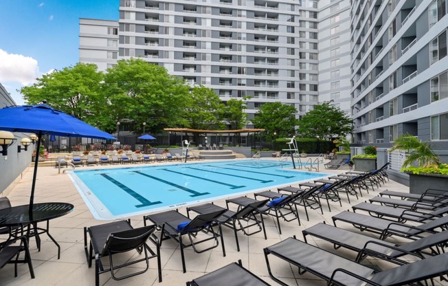 Pool with lounge seating at Lenox Park, Silver Spring, 20910