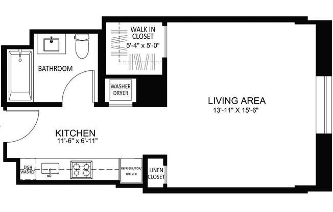 Studio, 1 bath, 494 sqft, $2,875