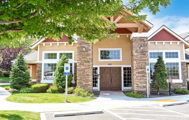 Outside entrance of Quail Springs Apartments in Richland, WA.