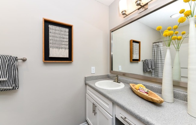 Spacious bathroom with large vanity at 15Seventy, Chesterfield, MO 63017