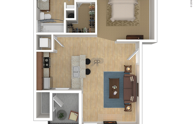 1 bed, 1 bath, 518 sqft, $922