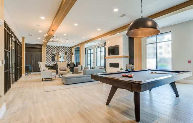the reserve at bucklin hill clubhouse with pool table