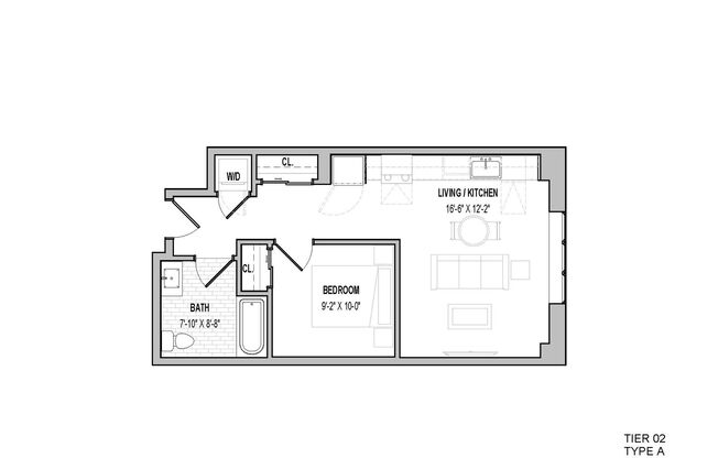1 bed, 1 bath, 584 sqft, $2,199, Unit 502