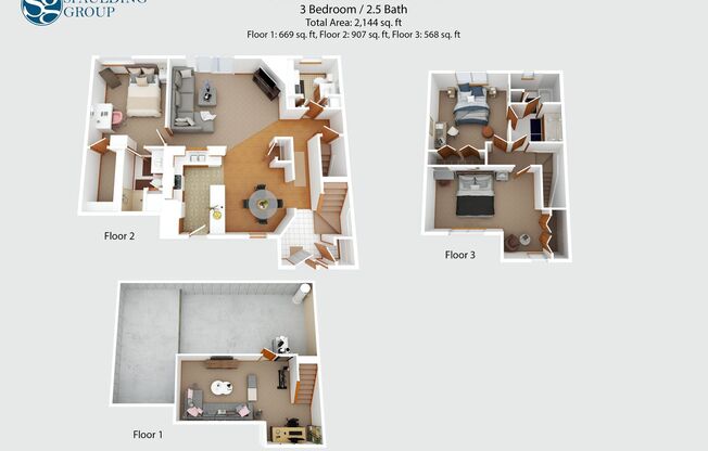 3 beds, 2.5 baths, 2,100 sqft, $2,995, Unit 250
