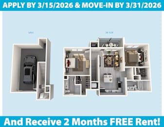 2 beds, 2 baths, 1,331 sqft, $2,545